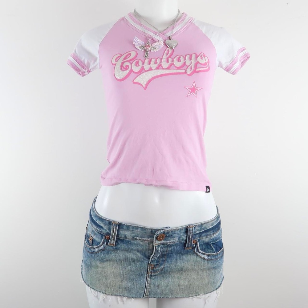 y2k pink nfl football baby tee kids women's xs 2000s
